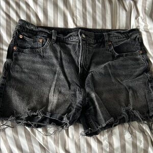 American Eagle Outfitters Black Frayed Jean Shorts